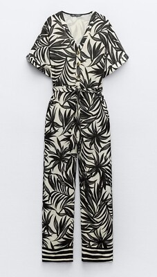 ZARA - yutta New SS24 Zara Viscose Printed Jumpsuit With Belt 9878/116 Sz