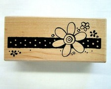 2007 Stampendous Rubber Stamp Daisy Dark Border N193 wood mounted Flowers retro