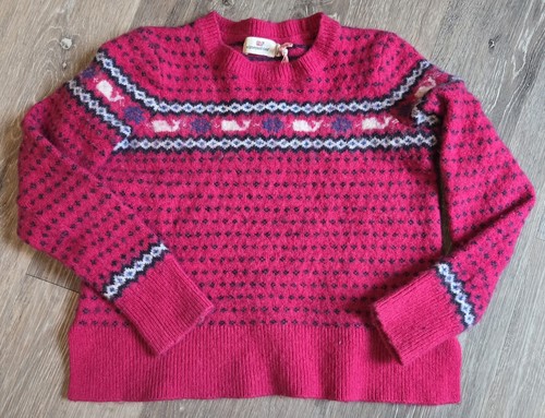 Girls Sz Lg 14 Vineyard Vines Pink Sweater Whale Crewneck Sweater lambswool