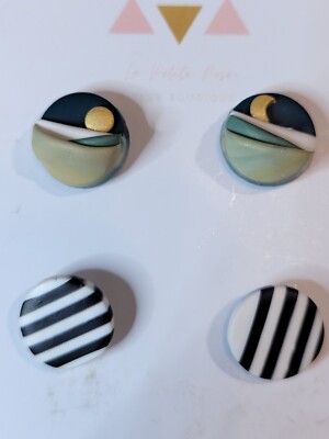2 Pairs La Petite Rose Polymer Clay Earrings Handmade NWT Costume Jewelry