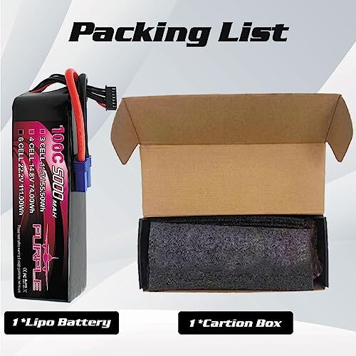 6S Lipo Battery 5000mAh 100C 22.2V lipo Battery with EC5 Plug for RC Car RC A...