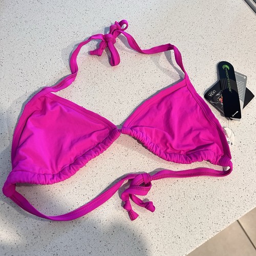 NEW Swimsuit Top UK 10 String Bikini Triangle Swim Pink Purple Unpadded MOONTIDE