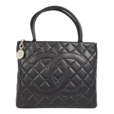 Chanel Black Calfskin Medallion Tote Handbag 78478 | eBay