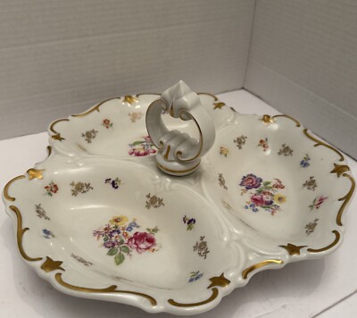 Reichenbach Vtg Divided Serving Dish Bowl Tray Fine China GDR German Porcelain