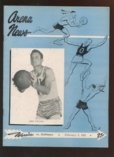 Feb 8 1951 NBA Program Baltimore Bullets at Philadelphia Warriors EX