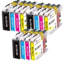 12PK Quality Ink Set w/ Chip fits Brother LC201 LC203 MFC J460DW J480DW J485DW