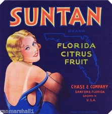 Sanford Florida Suntan Orange Citrus Fruit Crate Label Art Print