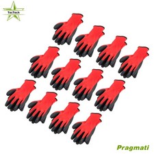 12 Pairs Pack Crinkle Latex Rubber Hand Coated Safety Work Gloves M-Size