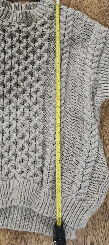 Chaleco Suéter Tejido Grueso Rosa Esmeria Tejido con Cable XL Chaleco Tostado Estilo Preppy Chaleco Tejido  Foto 4 de 4