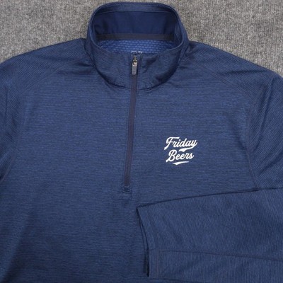 Vineyard Vines Performance 1/4 Zip Mens XL Blue Friday Beers Pullover Golf