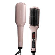 Updated 2025 MEGAWISE Hair Straightener Ceramic Brush ; Anti-Scald Dual Volta...