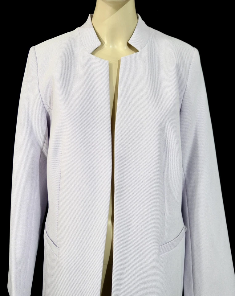 NUEVO CON ETIQUETAS Calvin Klein Pastel Lila Púrpura Acanalado Abierto Traje Más Largo Blazer Chaqueta 10 Foto 3 de 4