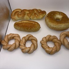 Fake Bread Display Lot 7 Hard Plastic Bakery Props Play Kitchen Food