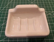 Vintage White Porcelain Soap Dish Wall Mount w/ Bracket - gw5