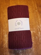 2 Pairs Girls Elli By Capelli Tights Size 7 -10 New Burgendy And Beige Color