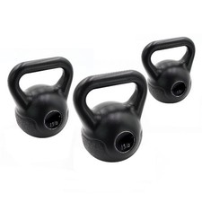 Barbell 30lb Vinyl Kettlebell Set 5, 10, 15 lbs , Black
