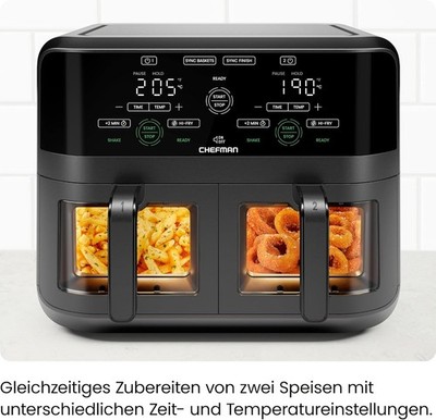 Fritteuse CHEFMAN Easy View, schwarz, 5,6 l, Sync-Fry, 2100 W