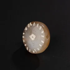 Near Eastern Painted Carnelian Agate Bead