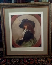 Large Amelia Opie by John Opie - Large framed vintage lithographic art print.