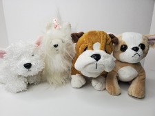 Lot of 4 Dogs Webkinz Ganz Bulldog, Terrier, Yorkie Plush Stuffed Animal No Code
