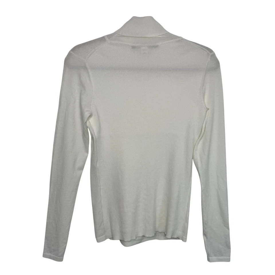 Top manga larga Diane von Furstenberg DVF para mujer talla M marfil cuello alto Foto 2 de 4