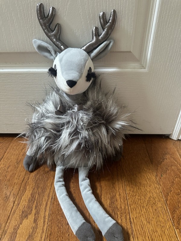 Jellycat LIZA REINDEER Deer Plush Stuffed Animal 18" Metallic Gray Fur Coat