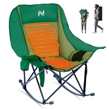 NAIZEA Heated Camping Chair Oversize Heated Rocking Chair w 3 Level Seat & Back