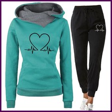 Woman Tracksuit Two Piece Set Winter Warm Hoodies Pants Pullovers Sweatshirts.