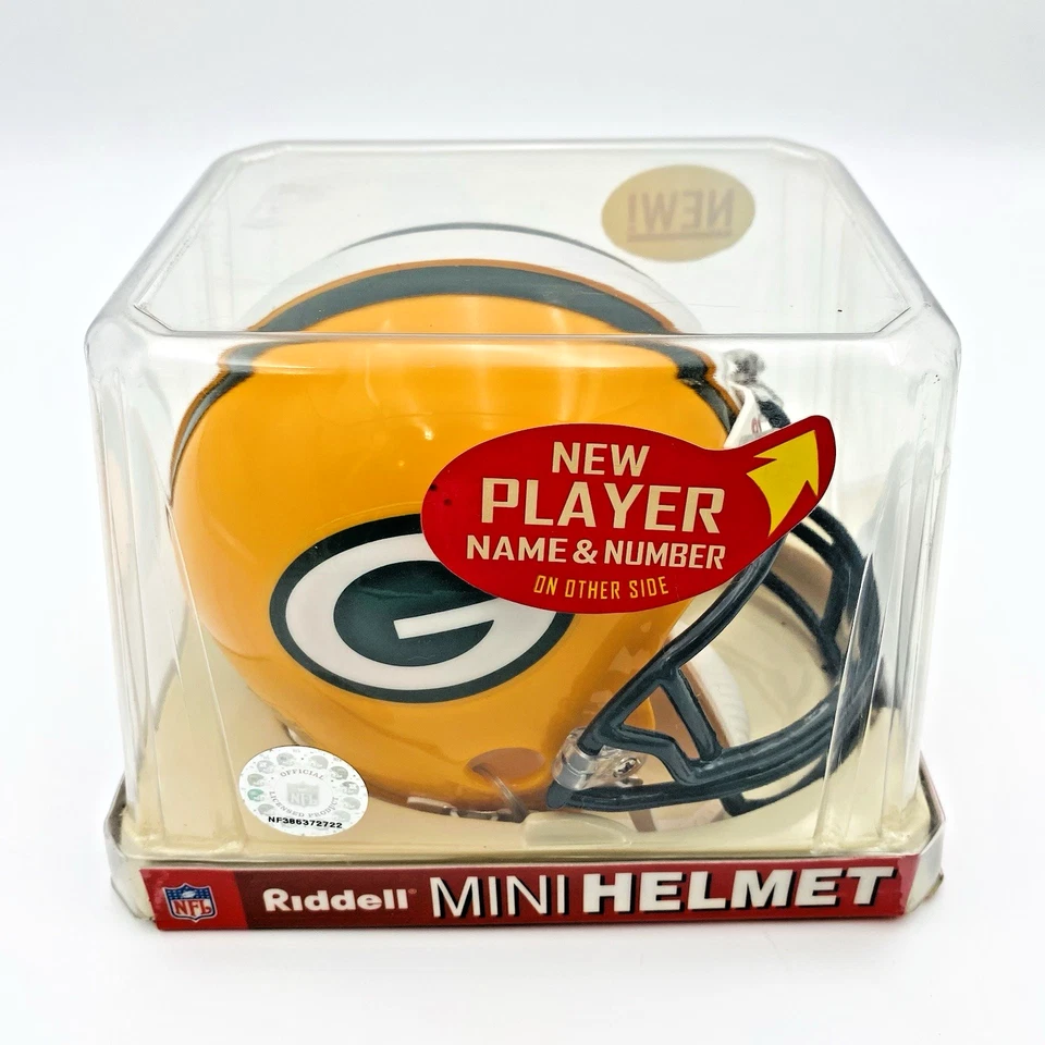 Riddell Brett Favre #4 Green Bay Packers Mini Casco de Fútbol Americano NFL De Colección Sellado Foto 4 de 4