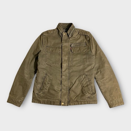 Levi’s Jacket Men’s Medium Sherpa Lined Canvas Olive Green Cotton Military 54163