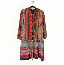 Kantha Block Patchwork Textile Coat Indigo Dyed Boho Indie Hand Woven Medium