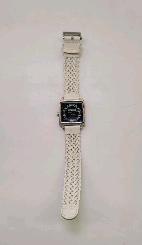 Ecclissi White Braided Leather Watch with Square Silver Case Ecclissi 925 STERLING SILVER Wristwatch White Braided  main image 3