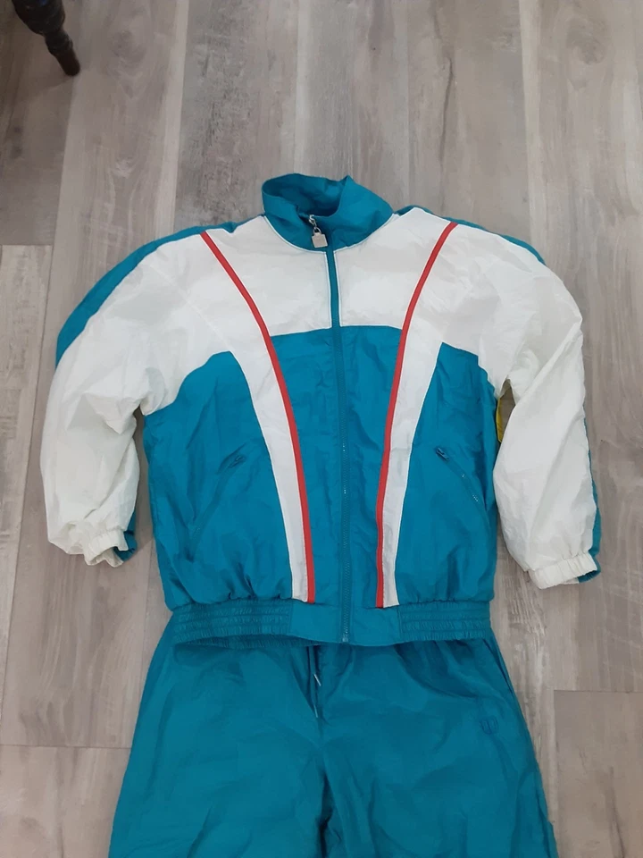 Винтажный Wilson теннис размер M нейлона костюм молнии ветровка куртка и брюки - Изображение 2 из 4