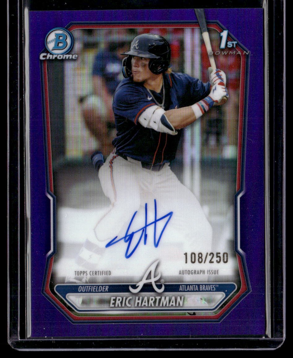 2026 Bowman #CPA-EHA Eric Hartman Chrome Prospect Purple Refractor Auto /250