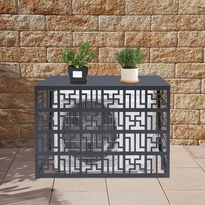 Metal Air Conditioner Fence Cover for Outdoor Units, Dark Grey 43.3*21.65*31.5in