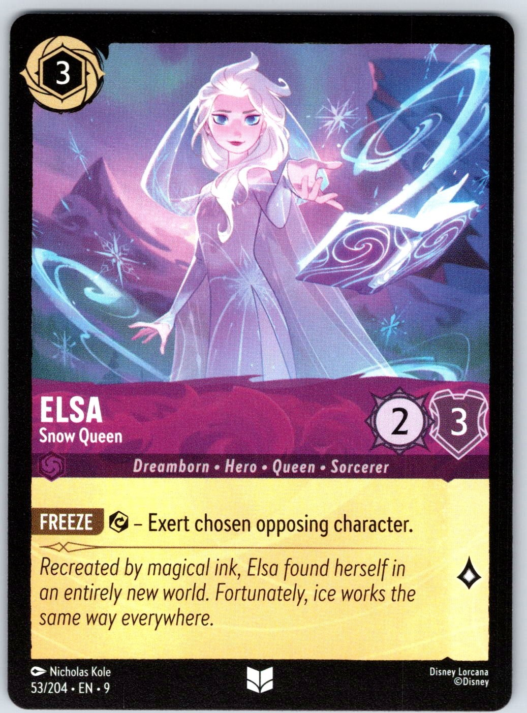 Elsa - Snow Queen 53/204 Uncommon Fabled NM Lorcana Disney
