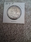 1954 P Franklin Half Dollar - Circulated - 90% Silver. Under Melt Price