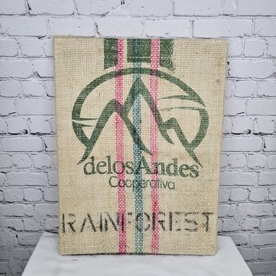 Delos Andes Coffee Authentic Burlap Sack Wrapped Canvas Wood Framed Art 24x18