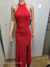 Aqua - Crepe Mockneck Evening Gown / Prom Dress (Long) - Red - Size 2 - NWT