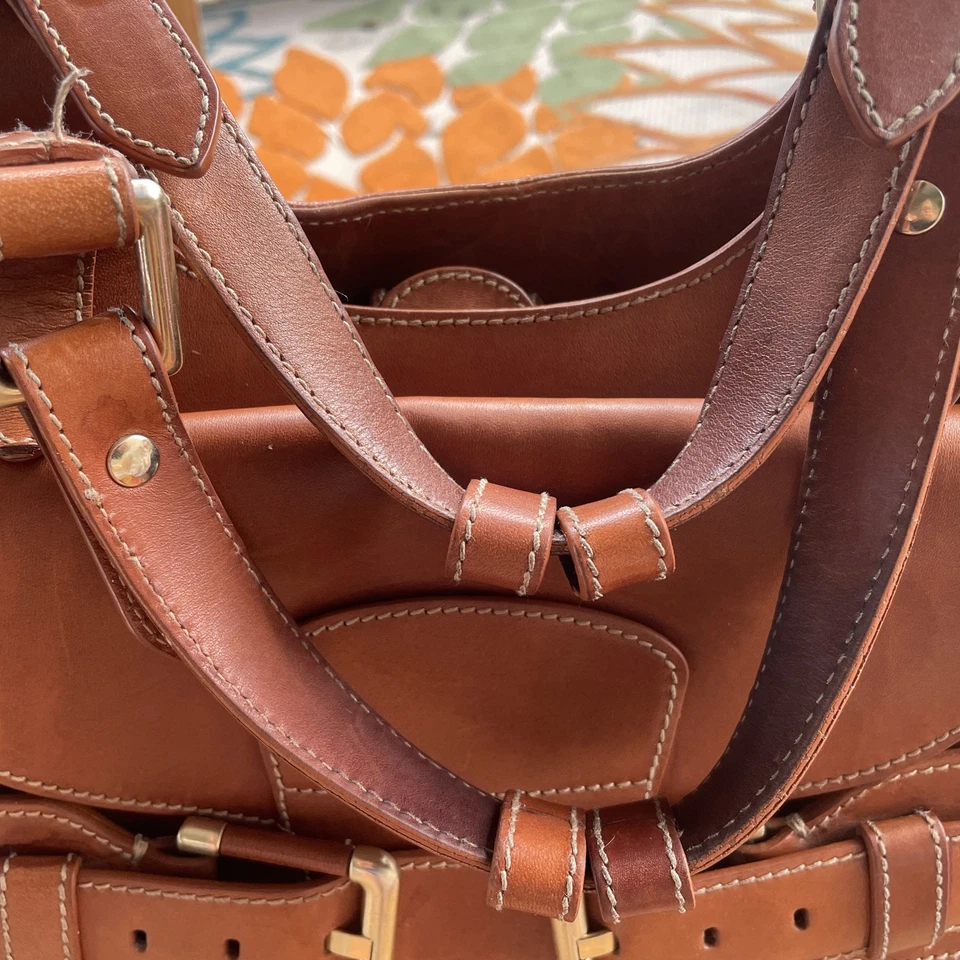 Bally Saddle Leather Buckle Trim Brown Shoulder Bag - Image 3 of 4