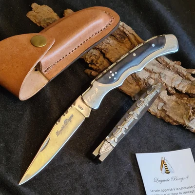 LAGUIOLE BOUGNA Taschenmesser Laguiole Klappmesser Edelstahl scharf Wandern mit Tasche (4161)