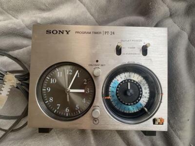昭和レトロ SONY プログラムタイマー PT-24 アナログ時計 置き時計 Sony PT-24 model Program Timer Audio clock Silver Analog Vintage