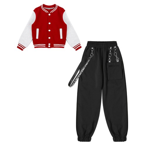 Kids Girls Coats With Sweatpants Set Sport Tracksuit Long Sleeve Running Outfit - Picture 46 of 67