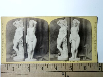 Daphne Nude Statue by Marshall Wood Stereoview Antique c1860s Y18691