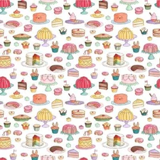 Yummy Scrummy - White Cakes by Belle & Boo for Michael Miller - 1/2 yard