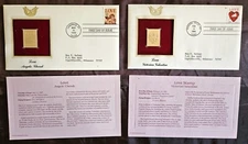 22kt Golden Replica 1st Day of Issue U.S. Stamp~ LOVE~1994 & 1995 With Info Card