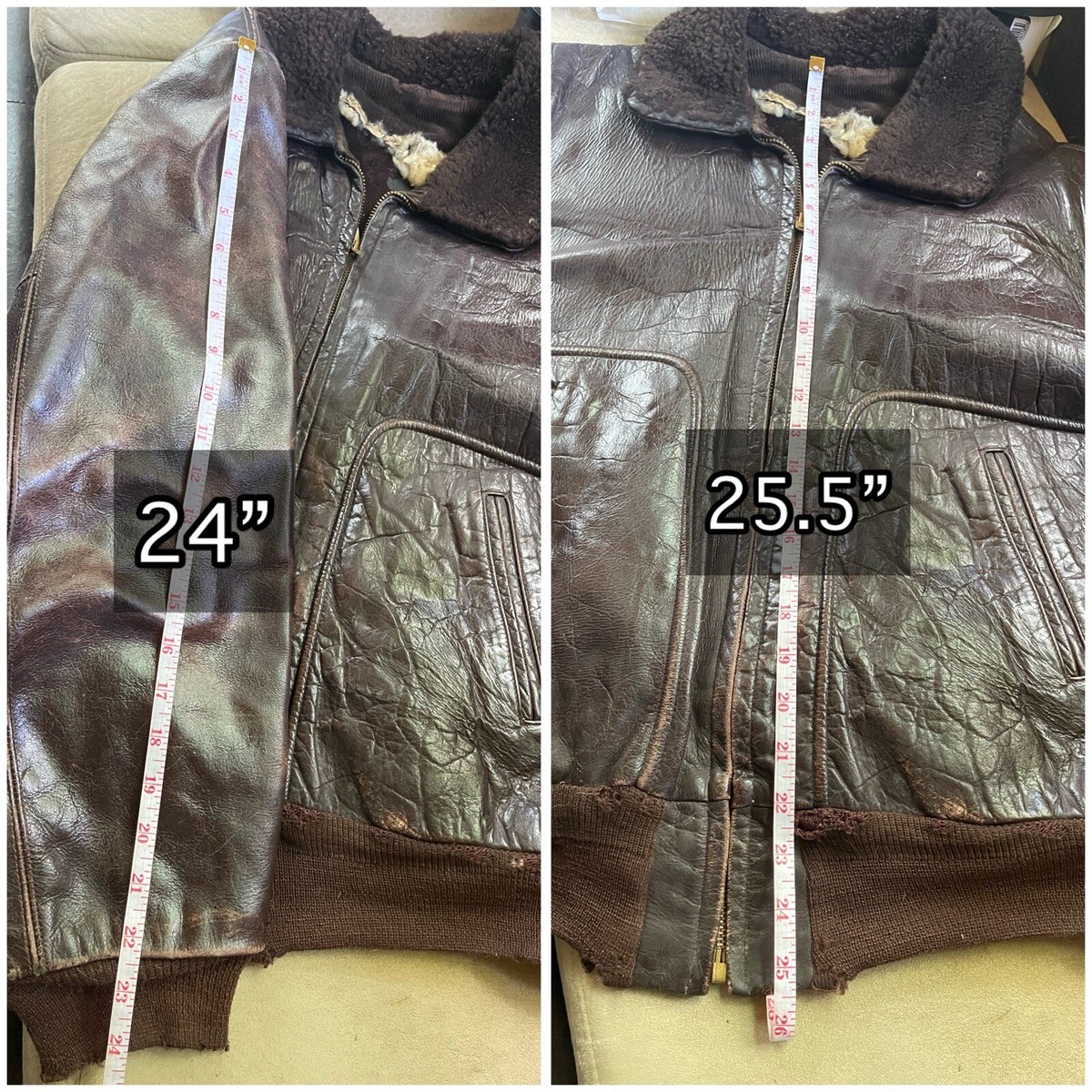 1940s〜1950s レザージャケット 40s 50s VTG Damaged Steerhide Bomber Leather Jacket
