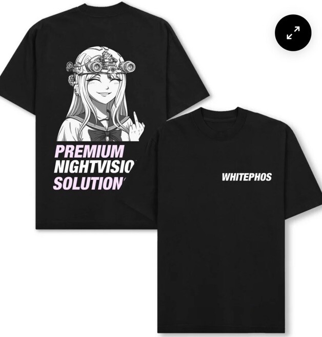 White Phosphor Tie Dye Black Waifu Anime Tactical Nvg Shirt
