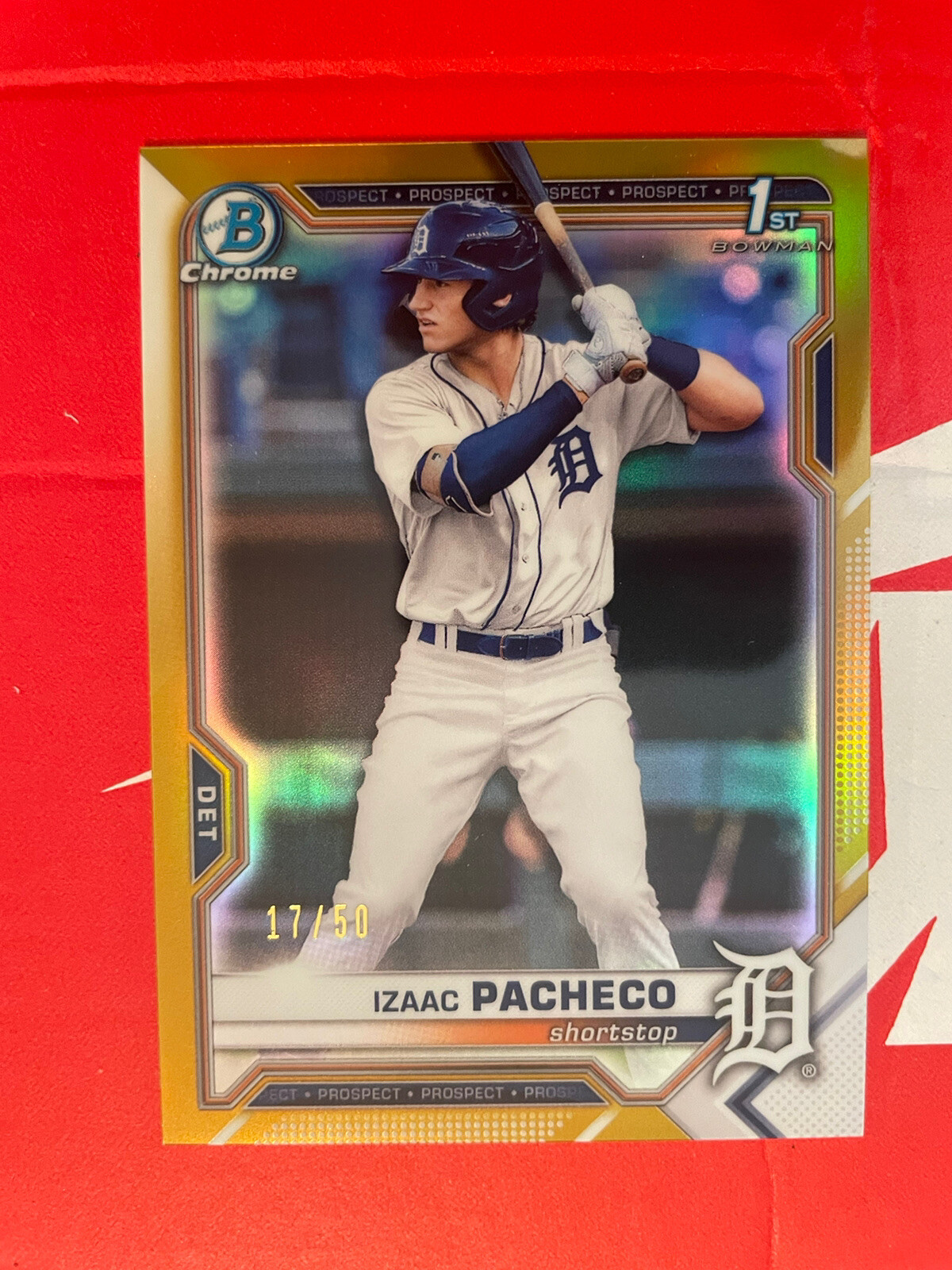 2021 Bowman Chrome Draft Izaac Pacheco Gold Refractor #/50 #BDC-46