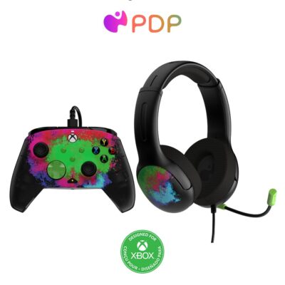 PDP Space Dust Bundle Wired Controller & AIRLITE GLOW Wired Headset for Xbox